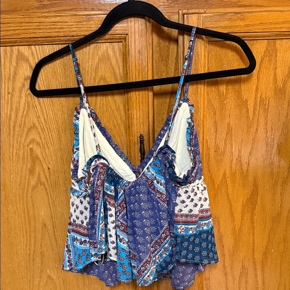 Free People Blue Multi-Patchwork Spaghetti Strap … - image 5